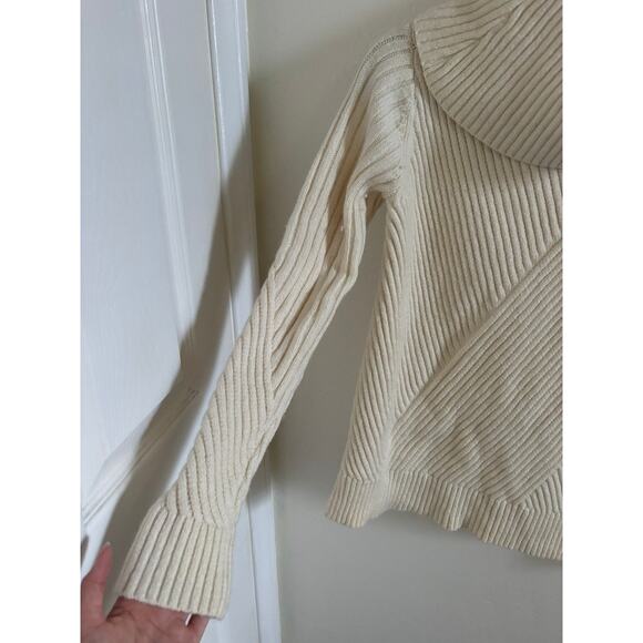Ann Taylor Sweater Women's Small Cream Alpaca Wool Blend Turtleneck Heavy Knit - Picture 3 of 8